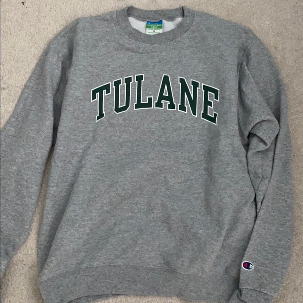 Tulane Champion Crewneck Sweatshirt, Size Medium